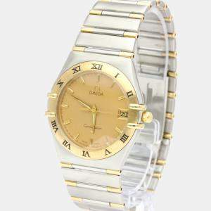 Omega Champagne 18K Yellow Gold And Stainless Steel Constellation 1312.10 Quartz Men's Wristwatch 34 mm