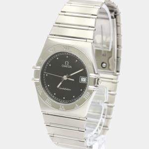 Omega Black White Stainless Steel Constellation 396.1070 Women's Wristwatch 33 mm
