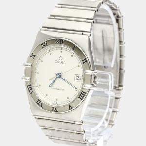 Omega Silver Stainless Steel Constellation 396.1070 Quartz Men's Wristwatch 33 mm