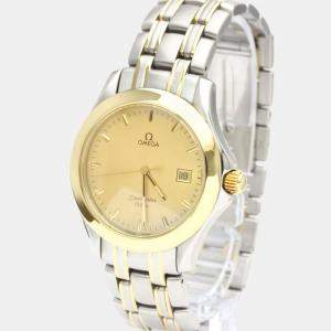 Omega Gold 18K Yellow Gold And Stainless Steel Seamaster Quartz Men's Wristwatch 36 mm