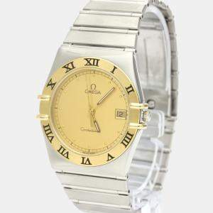 Omega Champagne 18K Yellow Gold And Stainless Steel Constellation 396.1070 Automatic Men's Wristwatch 33 mm