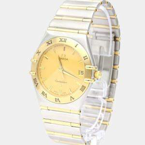 Omega Gold 18k Yellow Gold And Stainless Steel Constellation 1212.10 Quartz Men's Wristwatch 33 mm