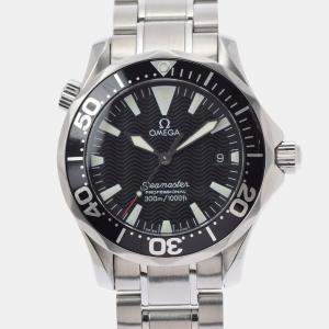 Omega Black Stainless Steel Seamaster Professional 2262.50 Quartz Men's Wristwatch 36 mm