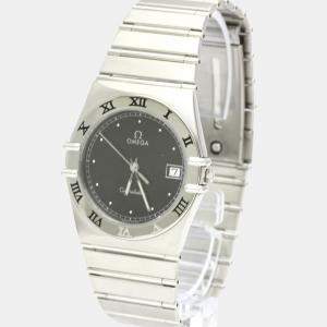 Omega Black Stainless Steel Constellation 396.1080 Quartz Men's Wristwatch 33 mm
