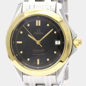 Omega Black 18K Yellow Gold And Stainless Steel Seamaster 120M Men's Wristwatch 36 mm