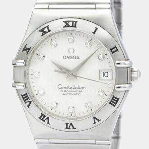 Omega Silver Diamonds Stainless Steel Constellation 1504.35 Automatic Men's Wristwatch 40 mm