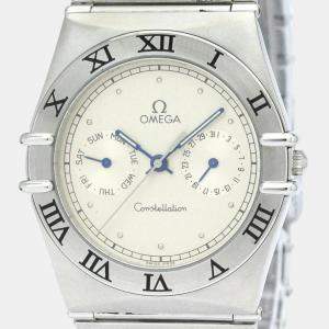 Omega Silver Stainless Steel Constellation 396.1070 Quartz Men's Wristwatch 35 mm