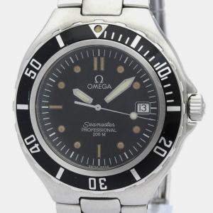 Omega Black Stainless Steel Seamaster Professional 396.1052 Quartz Men's Wristwatch 36 mm