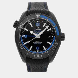 Omega Black Ceramic Seamaster Planet Ocean 215.92.46.22.01.002 Automatic Men's Wristwatch 45 mm