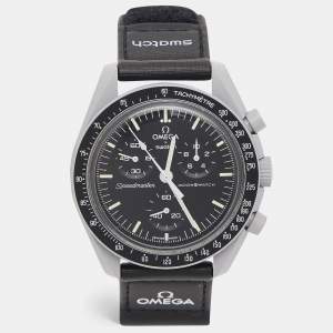 Omega X Swatch Black Grey Bioceramic Velcro Mission To The Moon MoonSwatch S033M100 Men's Wristwatch 42 mm