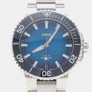 Pre Owned Oris Aquis 400 7769 4135 Blue Stainless Steel Automatic Men's Wristwatch 41.5mm