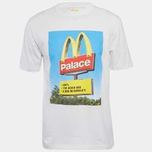 مملوكة مسبقًا Palace x Mc Donald's White Printed Jersey Crewneck T-Shirt M