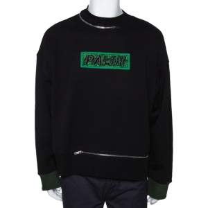 Palm Angels Black Cotton Metal Logo & Zip Detail Sweatshirt M