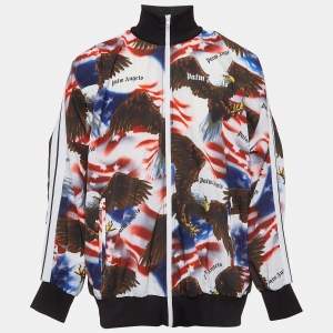 Palm Angels Multicolor Eagle Print Nylon Zip Front Bomber Jacket XL