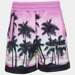 Palm Angels Pink Sunset Print Jersey Track Shorts S