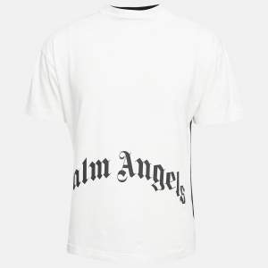 Palm Angels Black/White Cotton Thinking Skull Print Cotton T-Shirt S