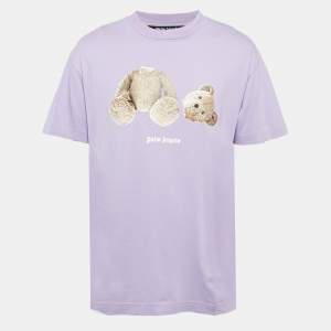 Palm Angels Light Purple Teddy Print Jersey T-Shirt L