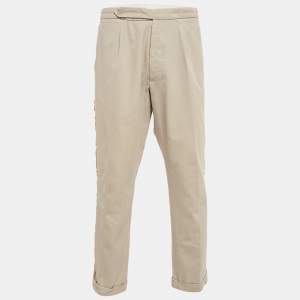 Palm Angels Cream Gabardine Side Stripe Trousers XXL