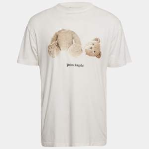 Palm Angels White Teddy Print Jersey Crewneck T-Shirt M