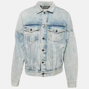 Pre Owned Palm Angels Blue Logo Print Denim Jacket M
