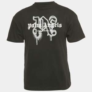 Palm Angels Black Spray Painted Jersey Crewneck T-Shirt XS