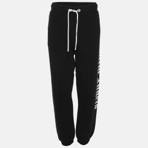 Pre Owned Palm Angels Black Graphic Print Jersey Jogger Pants S