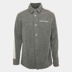 Pre Owned Palm Angels Grey Wool Blend Band Detail Track Shirt M