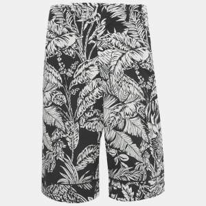 Pre Owned Palm Angels Black Parrots Print Crepe Shorts S