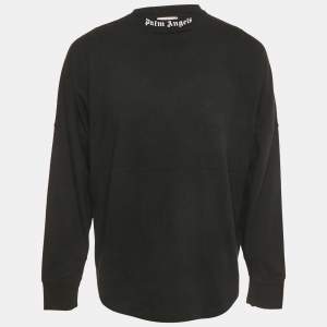 Pre Owned Palm Angels Black Logo Print Jersey Long Sleeve T-Shirt S