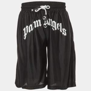 مملوكة مسبقًا Palm Angels Black Logo Print Jersey Shorts XL