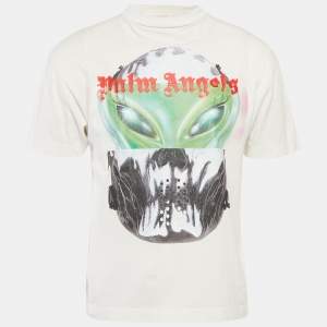 Pre Owned Palm Angels White Back Printed Jersey T-Shirt XS
