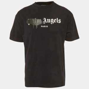 Pre Owned Palm Angels Black Logo Sprayed Jersey T-Shirt L