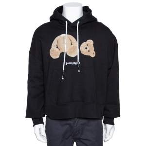 Palm Angels Black Kill The Bear Embroidered Cotton Hoodie M