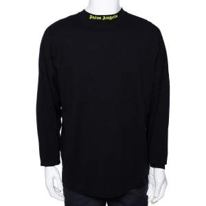 Palm Angels Black Logo Print Cotton Long Sleeve T-Shirt M