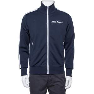 Palm Angels Navy Blue Jersey Contrast Trim Detail  Track Jacket M