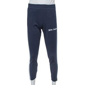 Palm Angels Navy Blue Jersey Side Stripe Detail Track Pants M