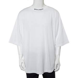 Palm Angels White Cotton Classic Logo Oversized T-Shirt XXL
