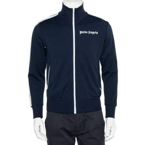 Palm Angels Navy Blue Jersey Strip Detail Track Jacket S