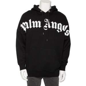 Palm Angels Black Cotton Logo Printed Hoodie M