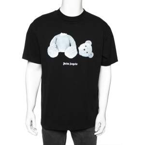 Palm Angels Black Cotton Ice Bear Printed Crewneck T-Shirt L