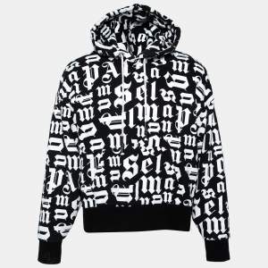 Palm Angels Black and White Cotton Broken Logo Monogram Pullover Hoodie S