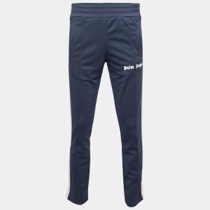 Palm Angels Navy Knit Logo Print Joggers S