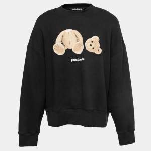 Palm Angels Black Cotton Bear Embroidered Sweatshirt XL