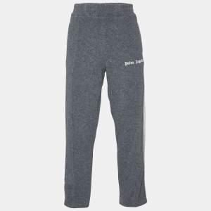 Palm Angels Grey Wool Knit Stripe Detail Pants XL