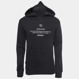 Palm Angels Black Printed Cotton Hoodie S