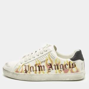 Pre Owned Palm Angels Palm One Size 41 White Sprayprint Leather Low Top Sneakers