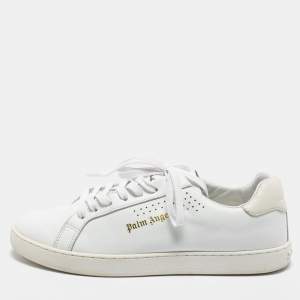 Palm Angels White/Cream Leather Lace Up Sneakers Size 41
