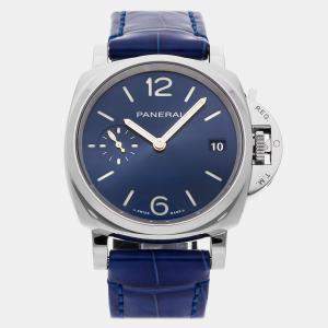 Panerai Blue Stainless Steel Luminor Due Automatic Men's Wristwatch 38 mm