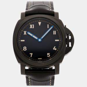 Panerai Black Titanium Luminor Manual Winding Men's Wristwatch 44 mm