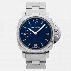 Panerai Blue Stainless Steel Luminor PAM01123 Automatic Men's Wristwatch 38 mm